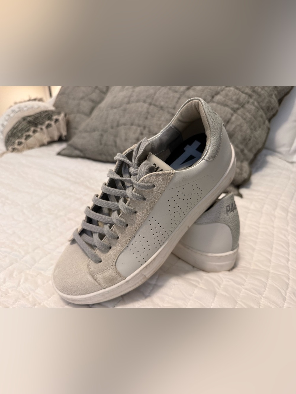 Authentic P448 Thea Platform Sneakers - Neutral Leather & Metallic Accent